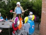 Merlin teaches balloon magic to the knights Merlin teaches balloon magic to the knights